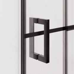 Душевой уголок квадратный с раздвижными дверями - RGW PA-34B (Рисунок-черный принт (по периметру профиль), 900x900)