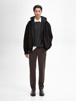 Massimo Dutti Зауженные брюки из твила, коричневый