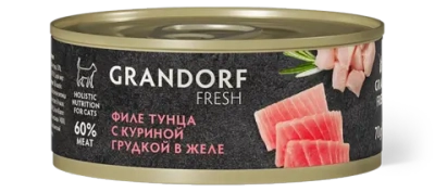 Консервы Grandorf Fresh для взрослых кошек (Филе тунца с куриной грудкой в желе)