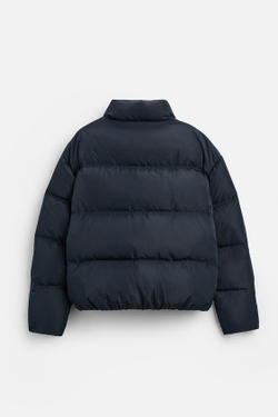 ZARA ПУХОВИК С НАПОЛНИТЕЛЕМ ИЗ 100% ПЕРА, МОРСКОЙ СИНИЙ