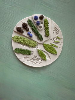 Молд силиконовый для лепки листьев "Гербарий №2 с ягодками и шишками" / Форма для мелких листьев эвкалипта / Молд для полимерной глины, мыла, воска