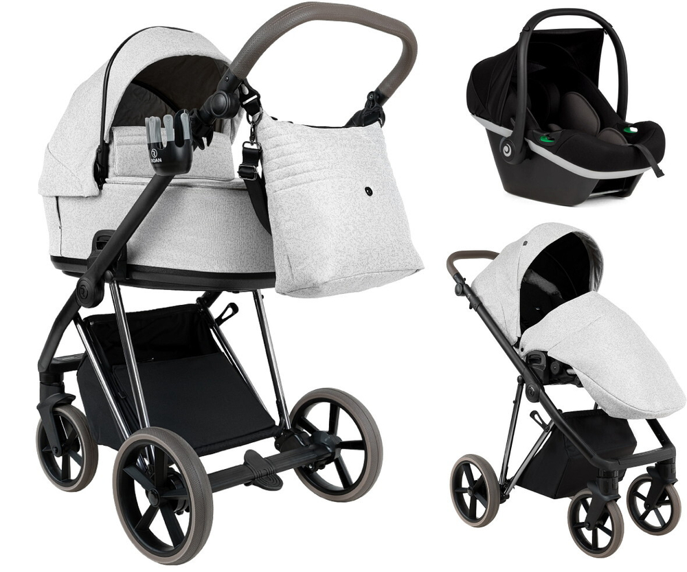 Детская коляска Roan Sol Vintage Luxury 2.0 3 в 1 с автокреслом Tutis Elo Black PIX/50/L Pixel/Light/Black/руч.Cappuccino