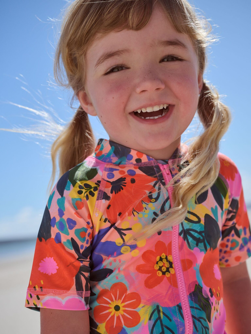 Купальник слитный на молнии для девочки Next AB7-034, Ярко-розовый