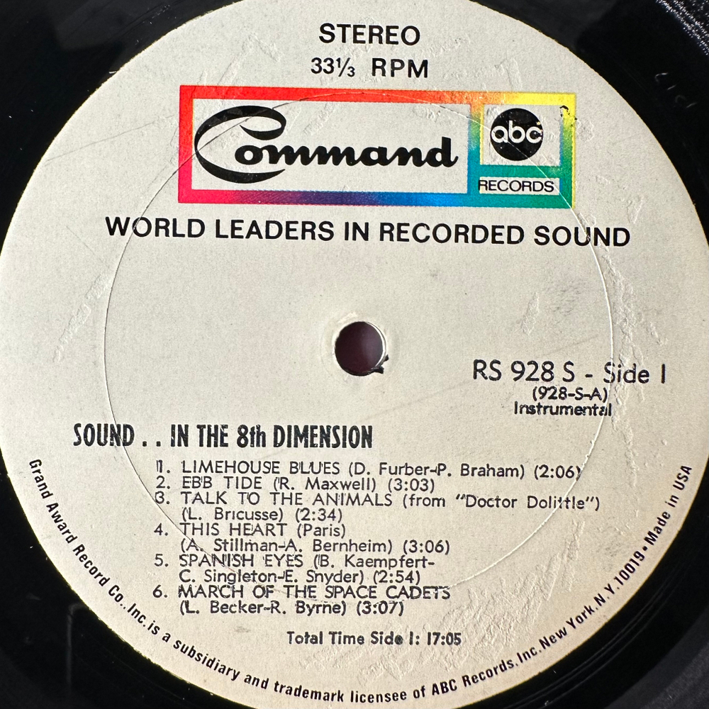 Bobby Byrne And His Orchestra ‎– A New World Of Stereo: Sound In The Eighth Dimension (США 1968г.)