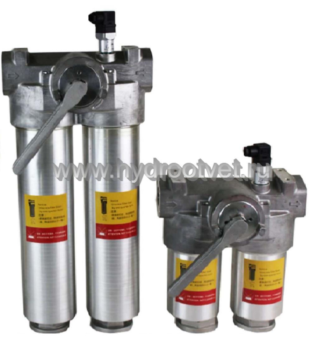 WKFLNDBN/HC250DDF10C1.X - Линейный фильтр гидравлический сдвоенный модели FLND тонкость фильтрации 10 мкм, типоразмер 250, вид присоединения: резьба G11/2, материал корпуса - алюминий, рабочее давление до 25 бар, электрический индикатор загрязнения