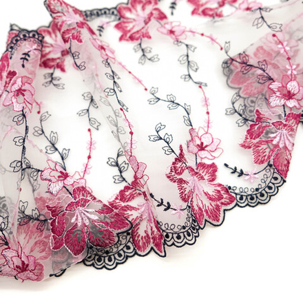 Вышивка на сетке ЯГОДНЫЕ ЦВЕТЫ/СИНИЙ_23см