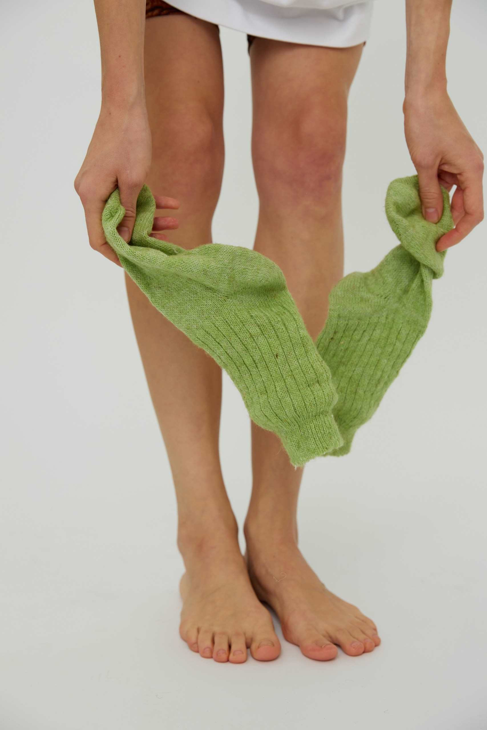 Носки из шерсти травяного цвета