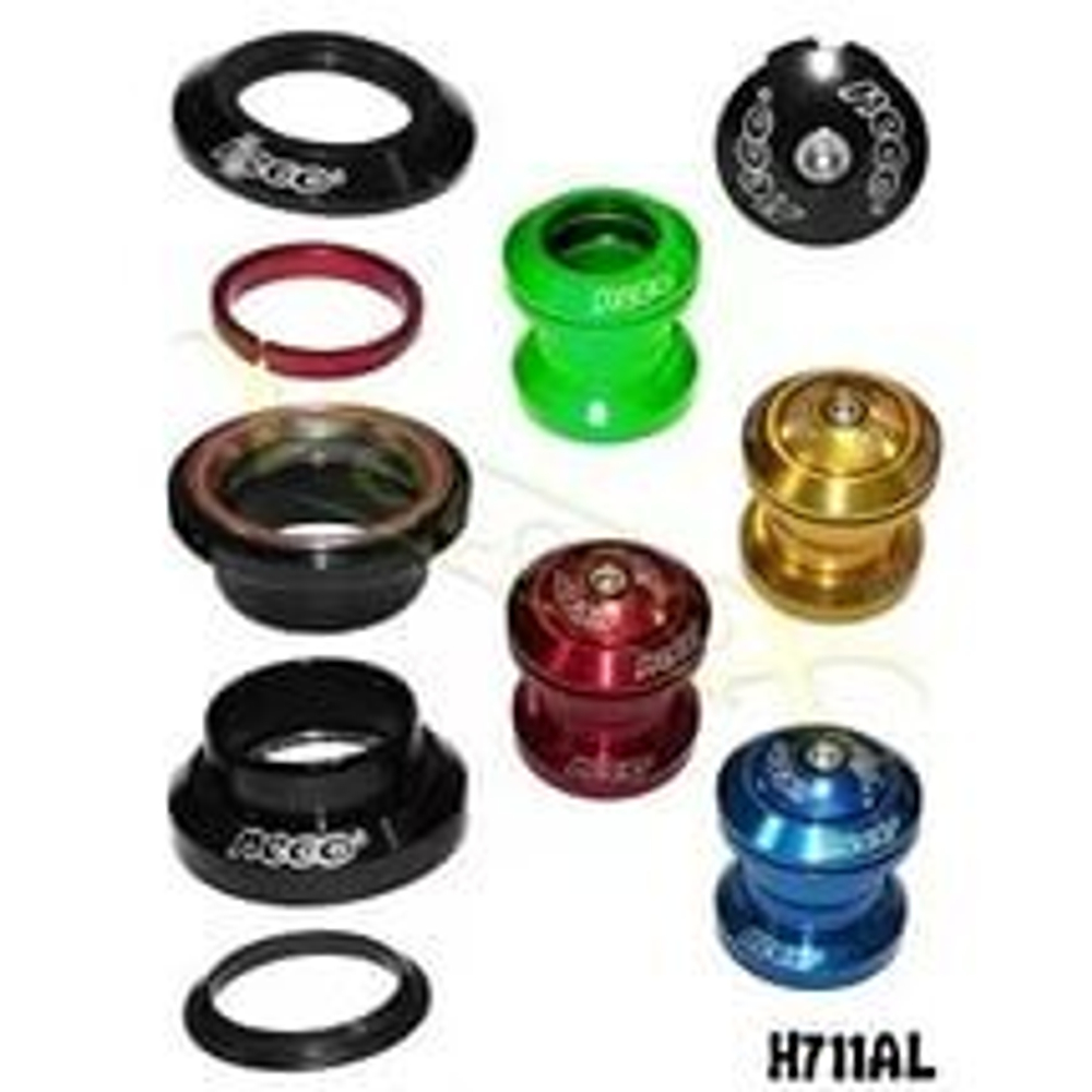 Рулевая колонка, NECO H711AL Red 1-1/8", A-Head, красная для МТВ, ATB, алюм+сталь, картридж подшипни