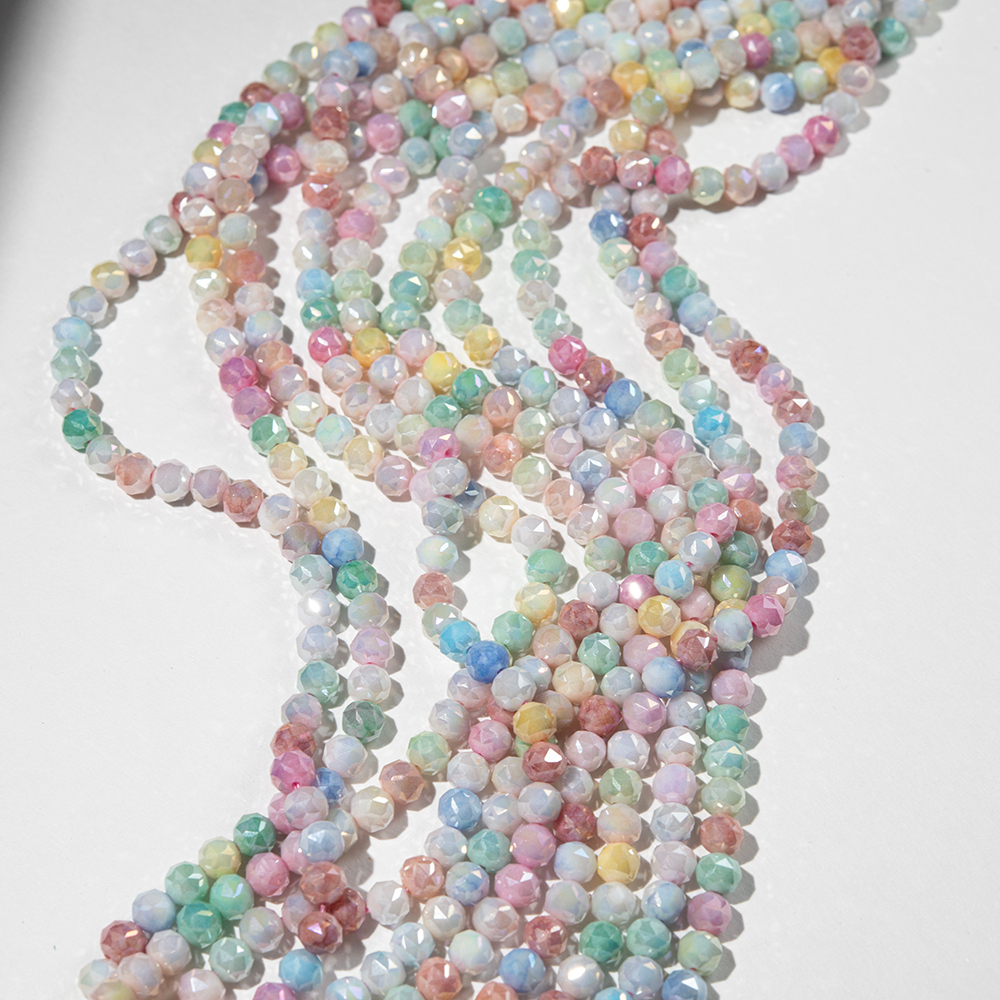 Хрустальные бусины с покрытием, оттенок "Конфетки", 6мм, шар, микроогранка