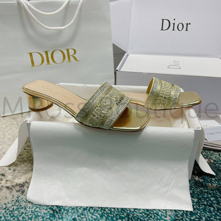 Шлепанцы на каблуке Dway Dior Or