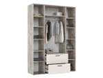 Шкаф для одежды распашной с полками и штангой 4 створки Браш Графит/Дуб Юкон 160х 51х 223 см