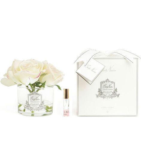 Светло-розовый букет из 5 роз в прозрачной вазе, Cote Noire