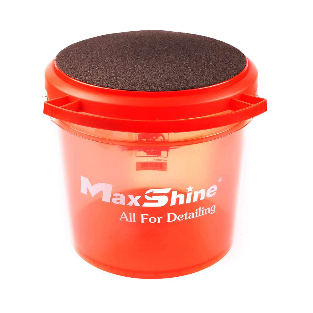 Крышка-сидение для ведра красная MaxShine, черная мягкая подушка, скоба для триггеров и кисточек, MSBL01-R