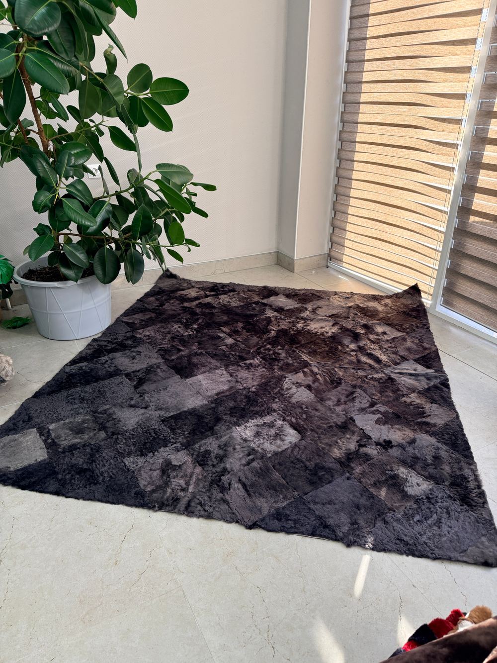 Ковер прямоугольный натуральный мех овчина, 220 х 200 см.