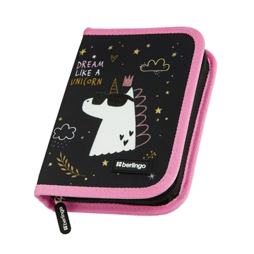 Пенал 1 отделение, 200*140*40 Berlingo "Dream Like A Unicorn", дополнительная откидная секция, полиэстер