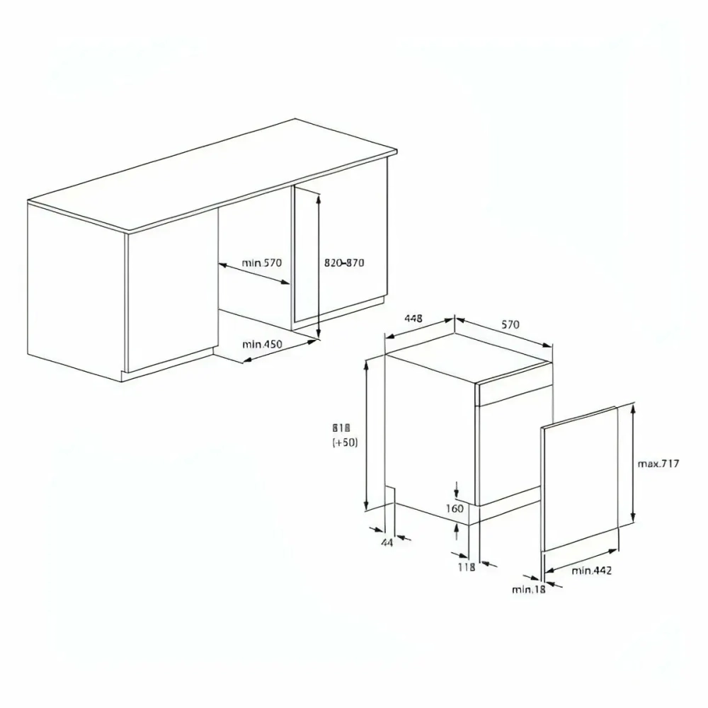 Встраиваемая посудомоечная машина 45 см Indesit DIS 1C67 E