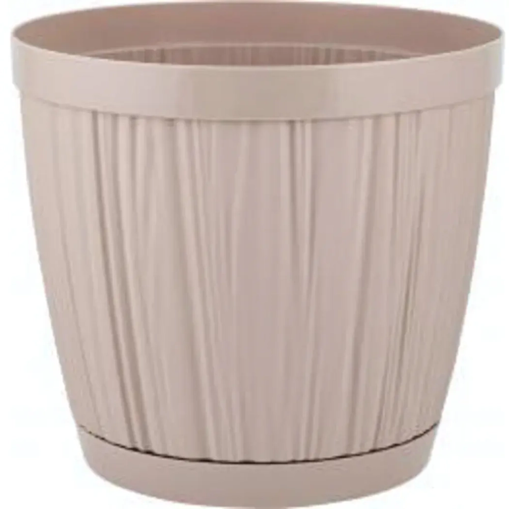 Горшок для цветов пластиковый 6,5л d-24см «BARCELONA» молочный шоколад