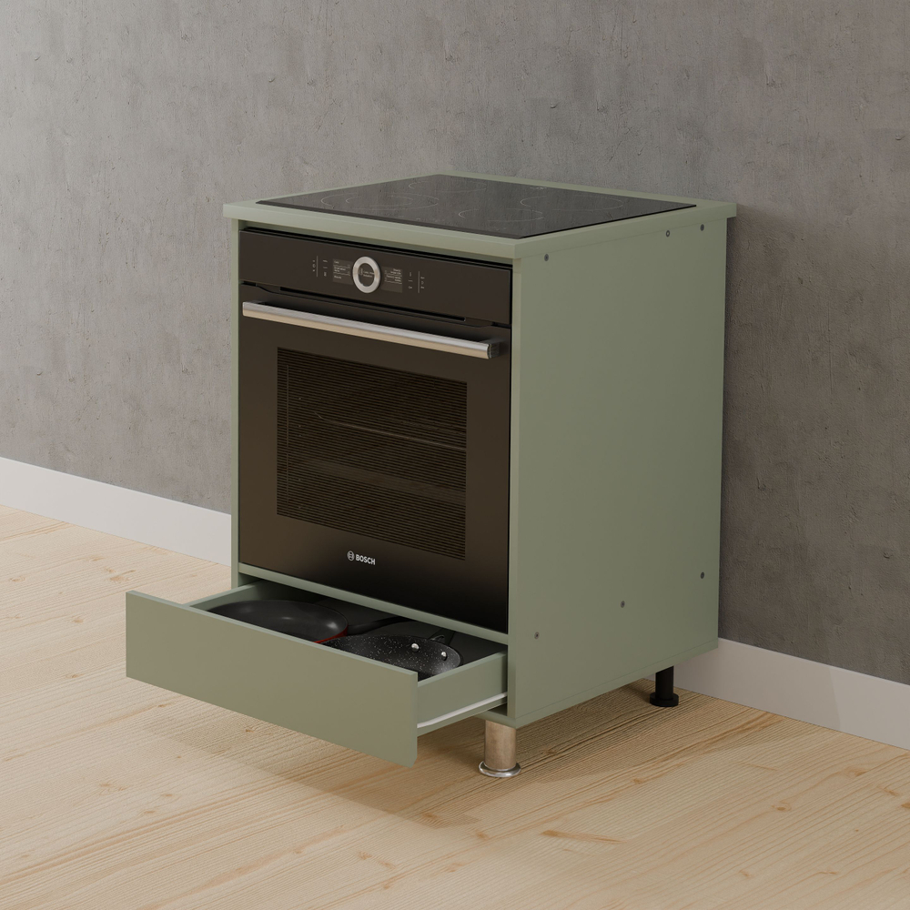 Кухонный модуль напольный, 60х55х83, Малага, под духовой шкаф, зеленый / дуб, Dipriz