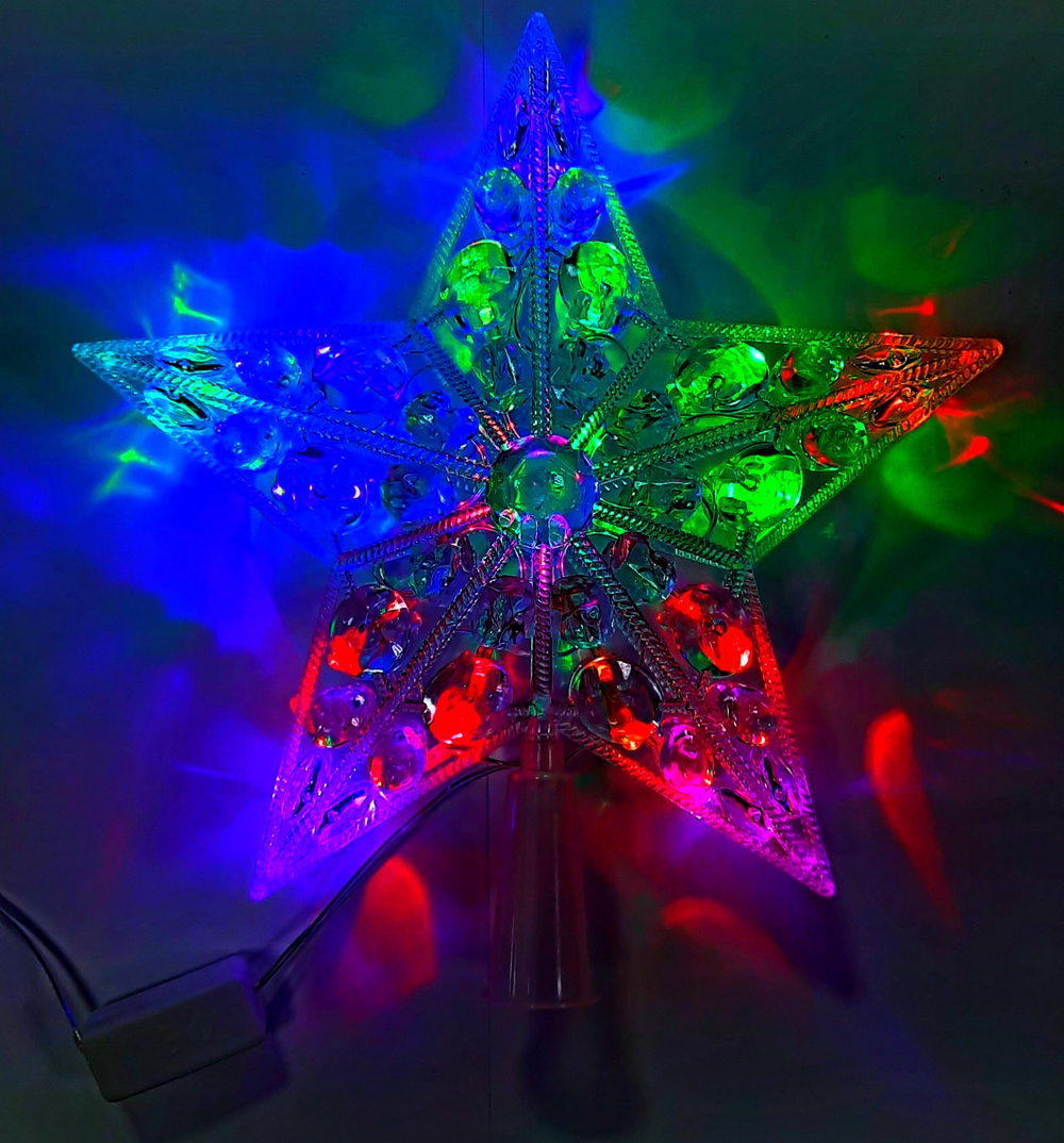 Звезда на макушку 22х23см.Прозрачная цветная LED A5