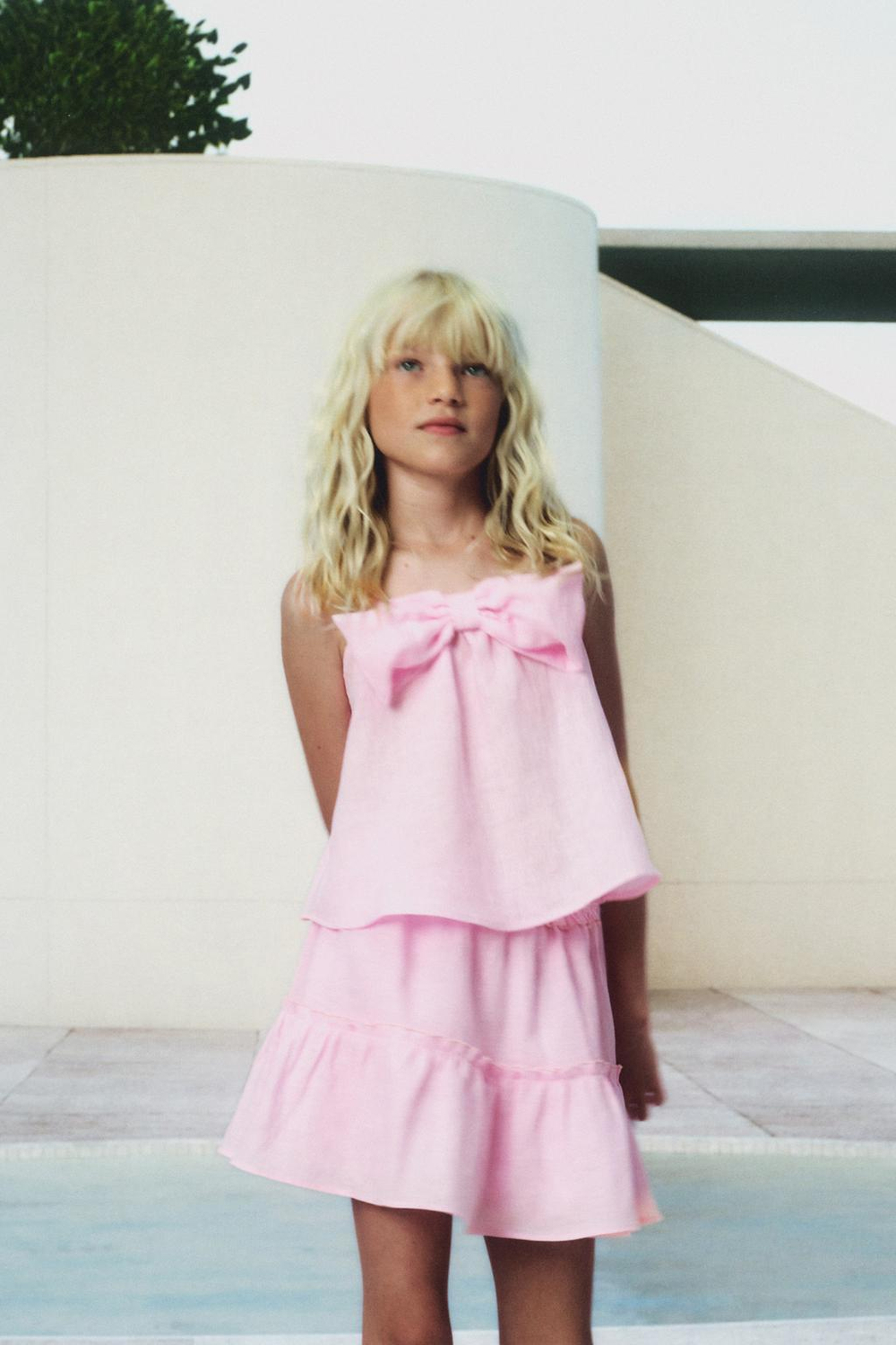 ZARA ЮБКА-ШОРТЫ ИЗ 100% ЛЬНА, РОЗОВЫЙ