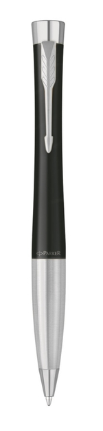 Шариковая ручка Parker Urban (матовый черный лак) Muted Black Chrome Trim, стержень: M, цвет чернил: blue/black, в подарочной упаковке.