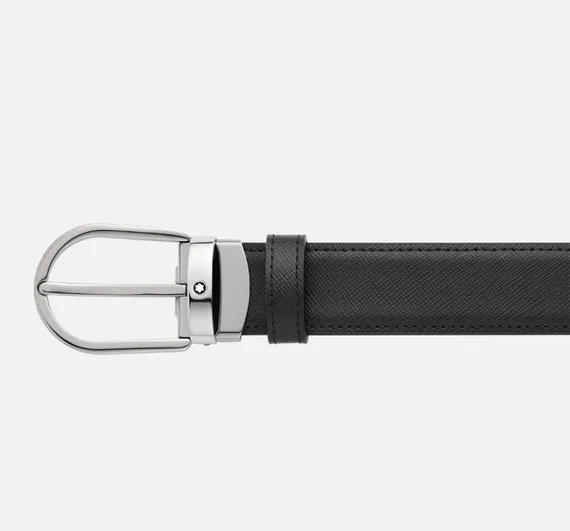 Двусторонний ремень Montblanc из кожи черного цвета 35мм