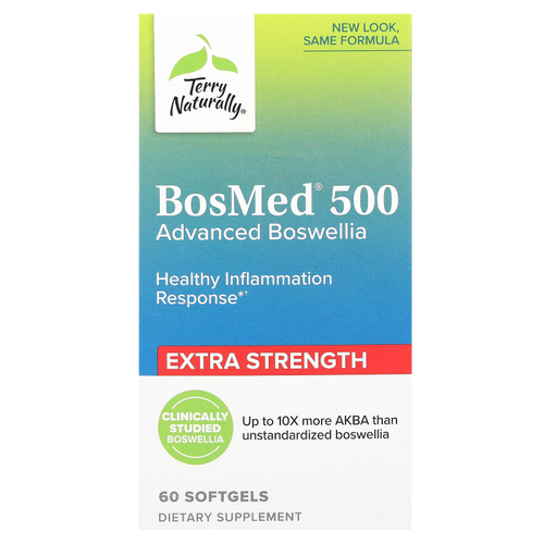 Terry Naturally, BosMed 500, босвеллия, улучшенная формула, 60 капсул (500 мг в 1 капсуле)