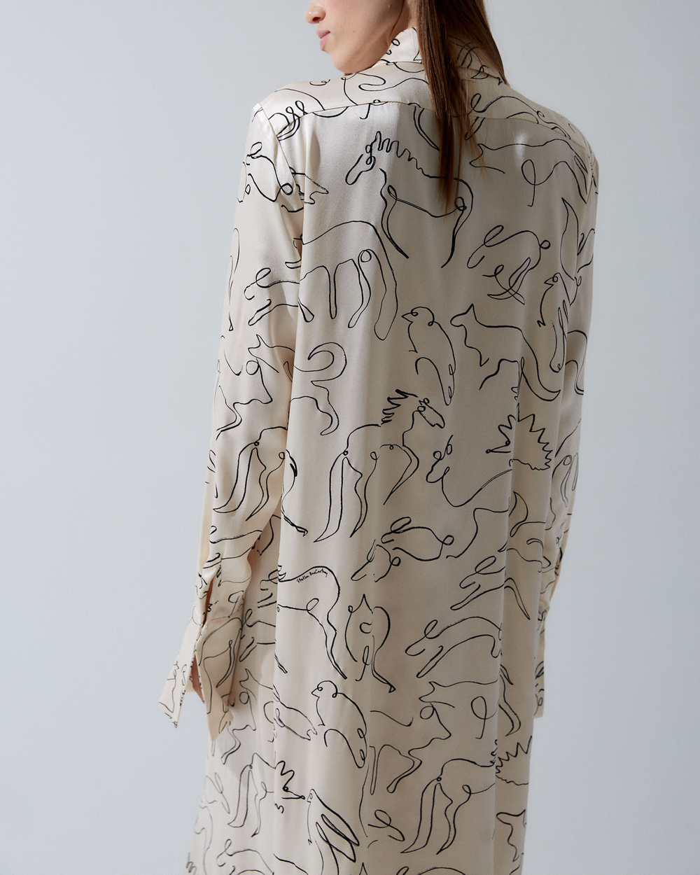 Платье-рубашка миди из вискозы Стелла Маккартни сливочный