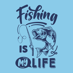 print PewPewCat рыбака Fishing is my life синий для голубой футболки