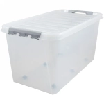 Контейнер универсальный с крышкой для хранения на колесах «ПРОФИ КОМФОРТ», прозрачный, 72*39*37,5см. 70л