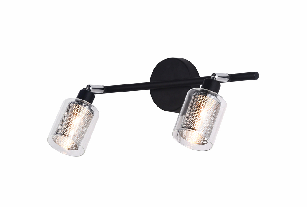 спот 2х40Вт G9, металл/стекло, чёрный/хром