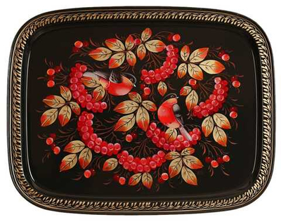 Жостовский поднос декоративный, размер 45х35 см (A19), металлический