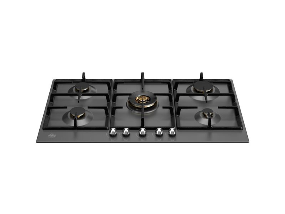 Встраиваемая газовая варочная панель Bertazzoni, с конфоркой dual wok сбоку, 90 см Слоновая кость / хром