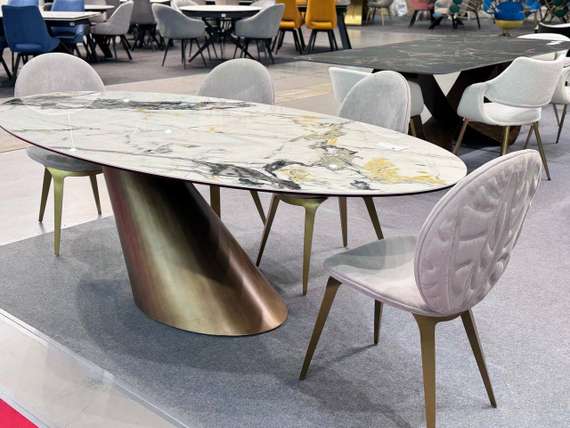 Стул Cava серо-бежевый с золотыми ножками