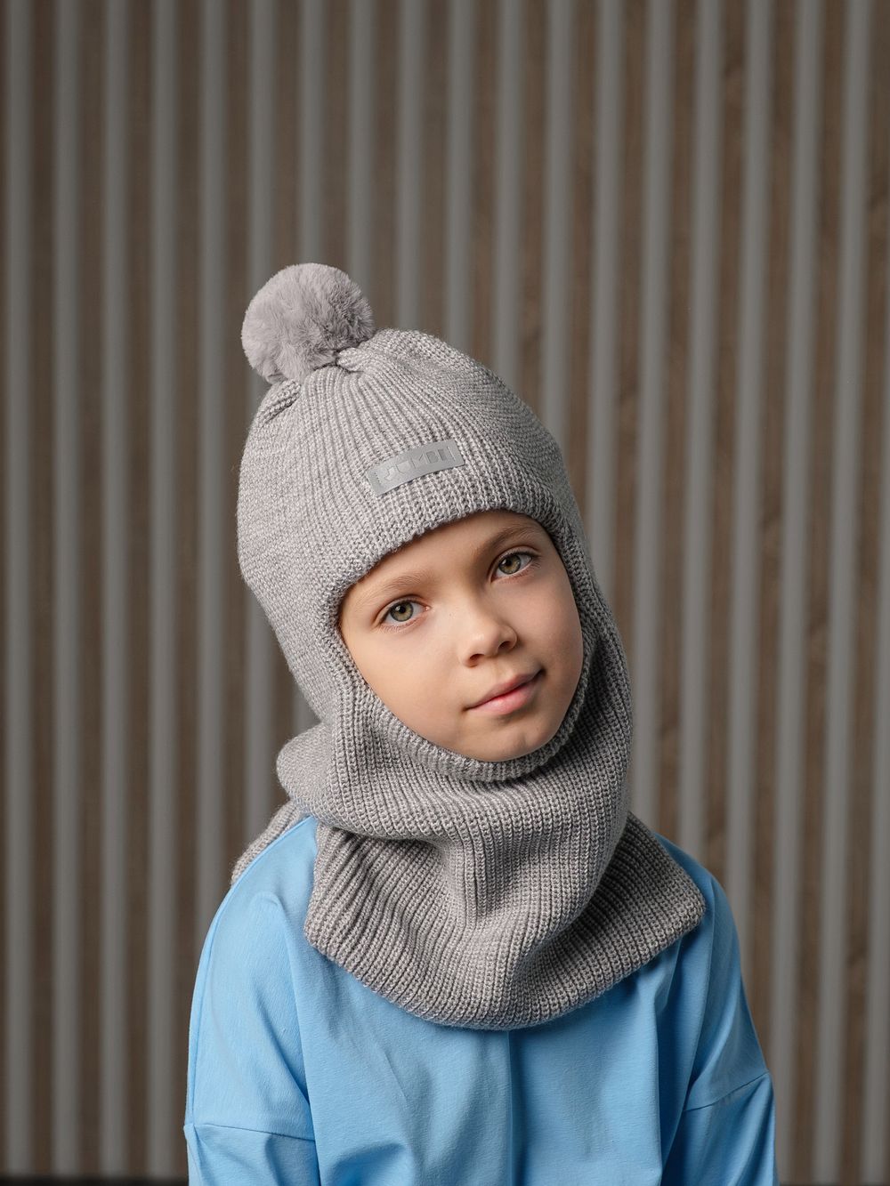 Шлем зимний вязаный (Жемчужно-серый) МИШ