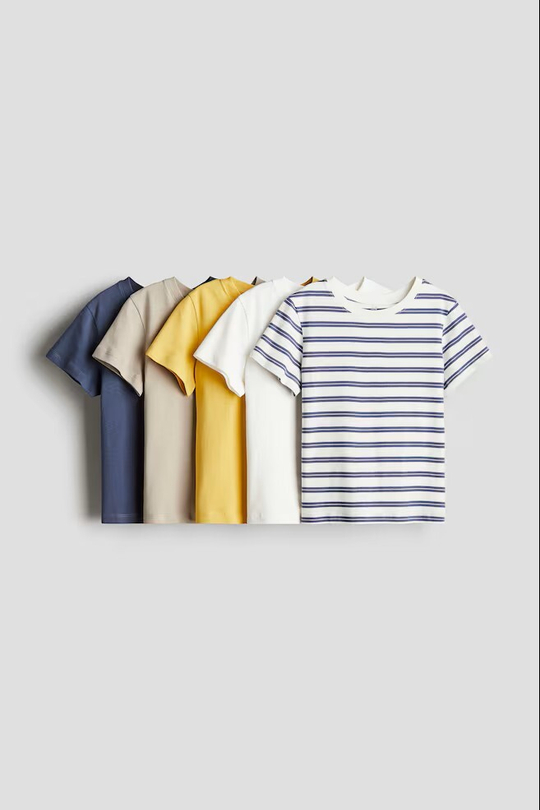 H&M Набор из 5 хлопковых футболок, синий