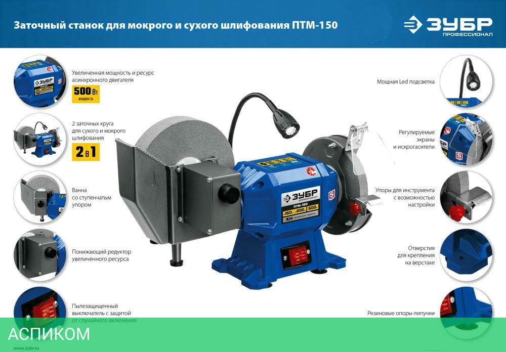 Заточный станок Зубр ПТМ-150