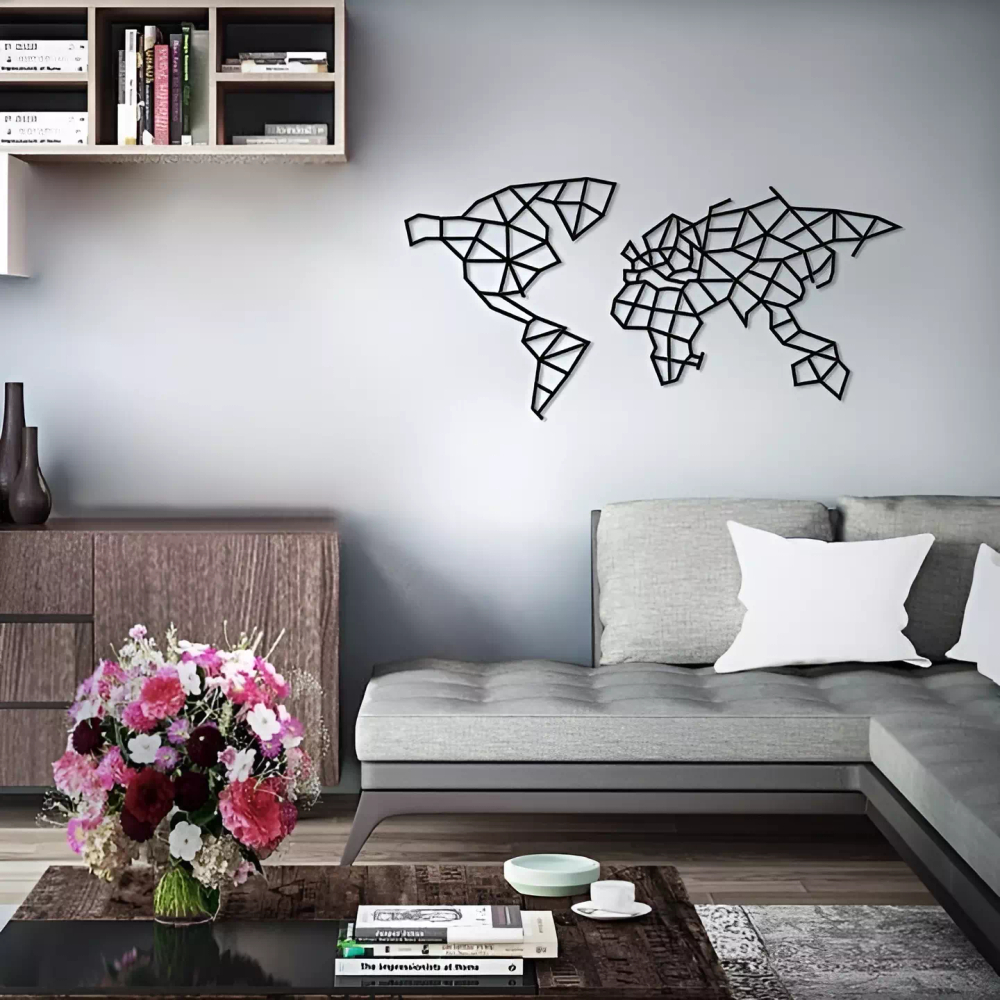 Полигональная картина "Карта Мира" от EWA - Деревянные панно и карты на стену интерьерная сборная модель, пазл