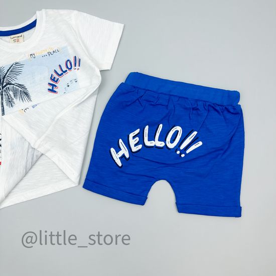 Комплект хлопковый "Hello" белый/синий