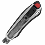 Нож канцелярский мощный 18 мм BRAUBERG "Heavy duty" автофиксатор резиновые вставки металл (2 штуки в упаковке)