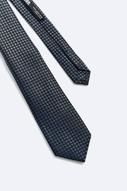 ZARA ГАЛСТУК JACQUARD ИЗ 100% ШЕЛКА, МОРСКОЙ СИНИЙ