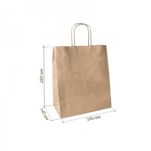 240*140*280 мм Бумажный пакет крафт с кручеными ручками 300шт/кор.