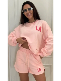 Спортивный костюм женский двойка свитшот с шортами LA
