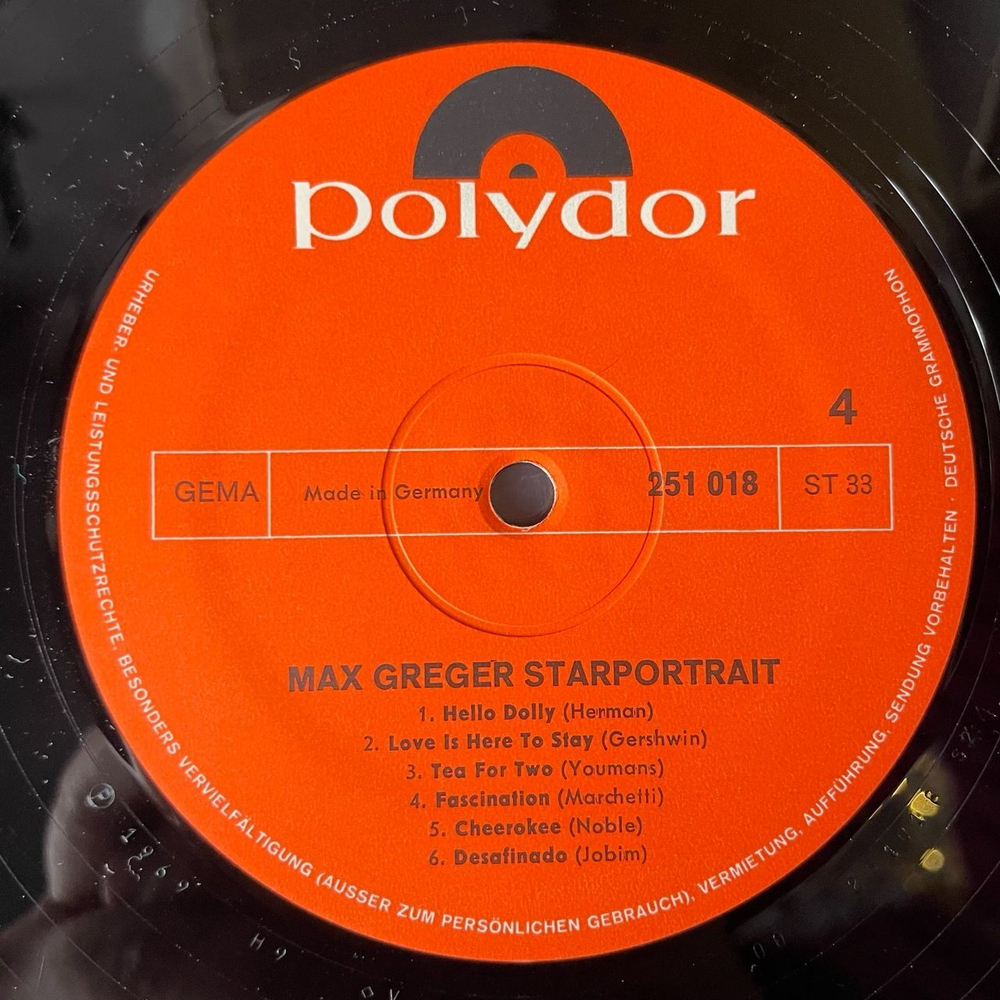 Винтажная виниловая пластинка LP Max Greger Макс Грегер Starportrait (Germany 1975)