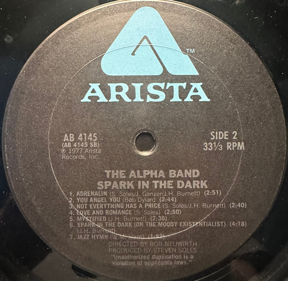 The Alpha Band - Spark In The Dark (США 1977г.)