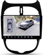 Магнитола для Peugeot 206 1998-2012 - FarCar BX778M-360 монитор 9.5" 2K QLED на Android 13, 6Гб+128Гб, CarPlay, 4G SIM-слот, 4 камеры в комплекте