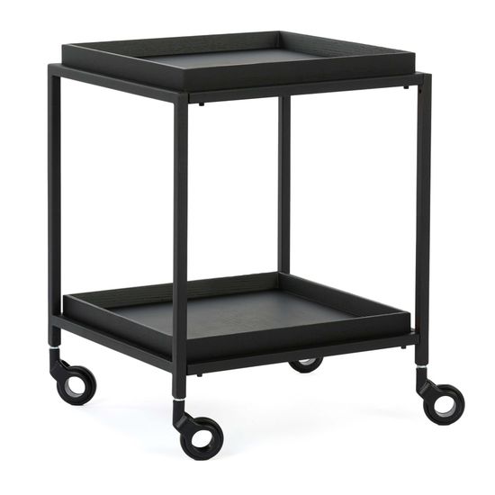 Кофейный стол Dumbo 41х41 на колесиках черный металл и дерево