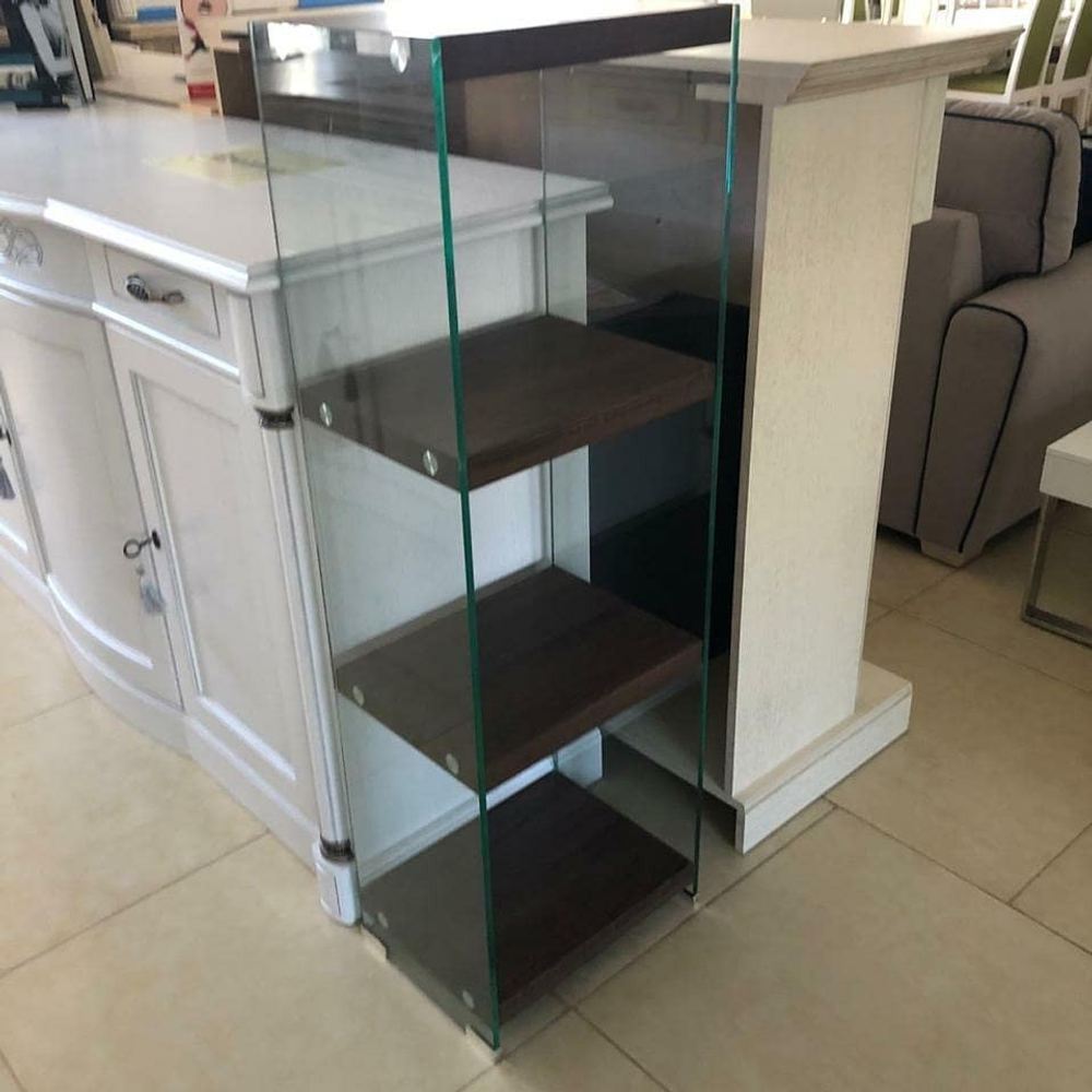 Стеллаж F-049-125H  прозрачный/коричневый