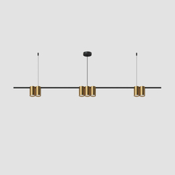 DK4063-BK+SG Подвесной светильник ORBIT, IP20, 7xGU10 LED до 15 Вт, черный + сатинированное золото, алюминий