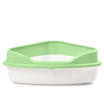 Туалет для кошек угловой с бортом "Дельта", белый/фисташковый, 575*465*220мм, серия HYGIENE, Triol